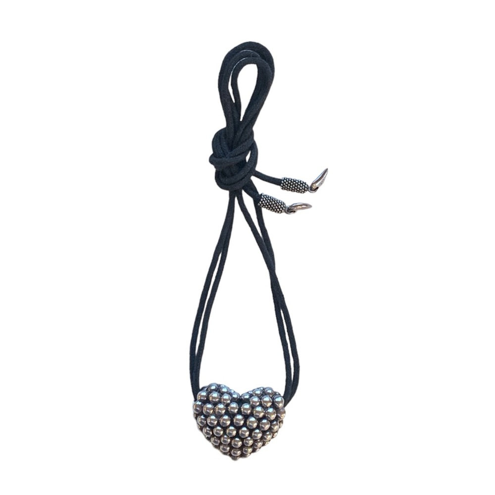 LAGOS Signature Caviar XL Beaded Heart Necklace on 36” Leather Cord